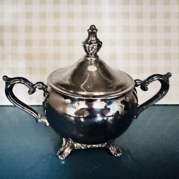 Vintage 3pc Wm Rogers Silverplate Coffee Tea Pot Set Baroque Mid-century Footed - Picture 12 of 16